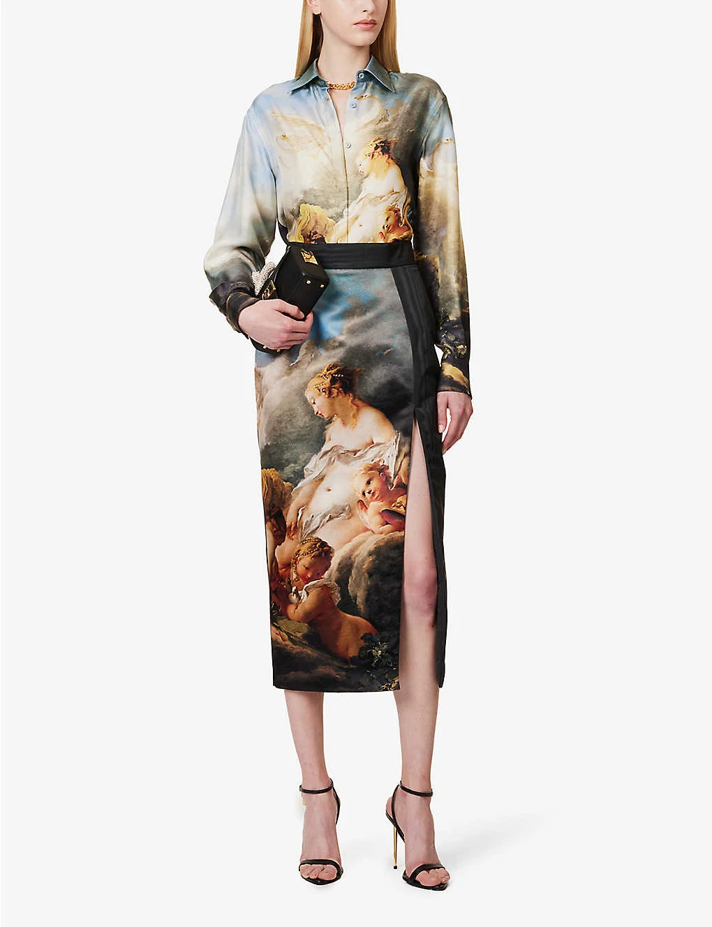 Roberto Cavalli Wild Leda Rococo-print High-rise Satin Midi Skirt 2 Roberto Cavalli Wild Leda Rococo-print High-rise Satin Midi Skirt - Image 2