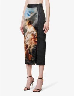 Roberto Cavalli Wild Leda Rococo-print High-rise Satin Midi Skirt 7 Roberto Cavalli Wild Leda Rococo-print High-rise Satin Midi Skirt -Ted Bakee Fashion Shop R04180669 MULTICOLOUR ALT02