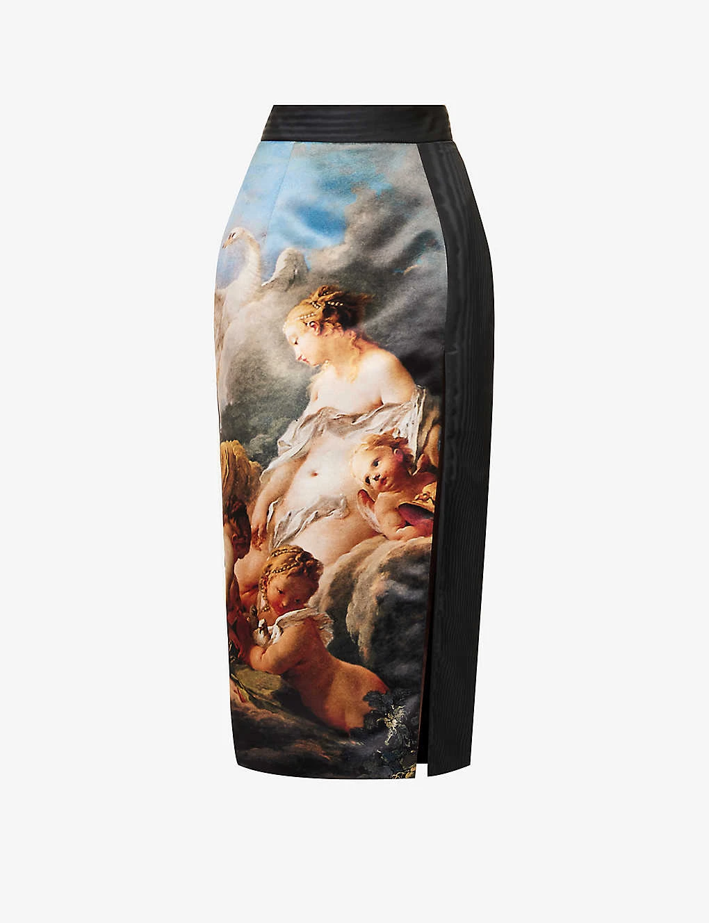 Roberto Cavalli Wild Leda Rococo-print High-rise Satin Midi Skirt 1 Roberto Cavalli Wild Leda Rococo-print High-rise Satin Midi Skirt