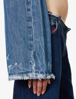 Relaxed-fit Distressed Upcycled Denim Sleeves -Ted Bakee Fashion Shop R04180698 BLUEMIX ALT05