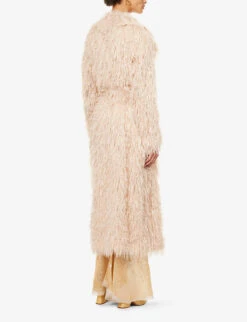 Dries Van Noten Feather-texture Self-tie Woven Coat -Ted Bakee Fashion Shop R04180713 LPINK ALT03
