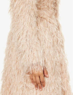 Dries Van Noten Feather-texture Self-tie Woven Coat -Ted Bakee Fashion Shop R04180713 LPINK ALT05