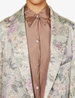 Dries Van Noten Floral-print Notched-lapel Silk-blend Blazer -Ted Bakee Fashion Shop R04180715 MINT ALT04