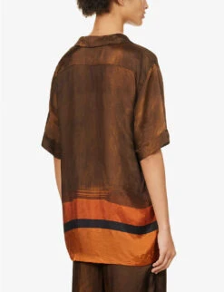 Dries Van Noten Striped Regular-fit Woven Shirt 8 Dries Van Noten Striped Regular-fit Woven Shirt -Ted Bakee Fashion Shop R04180719 BROWN ALT03
