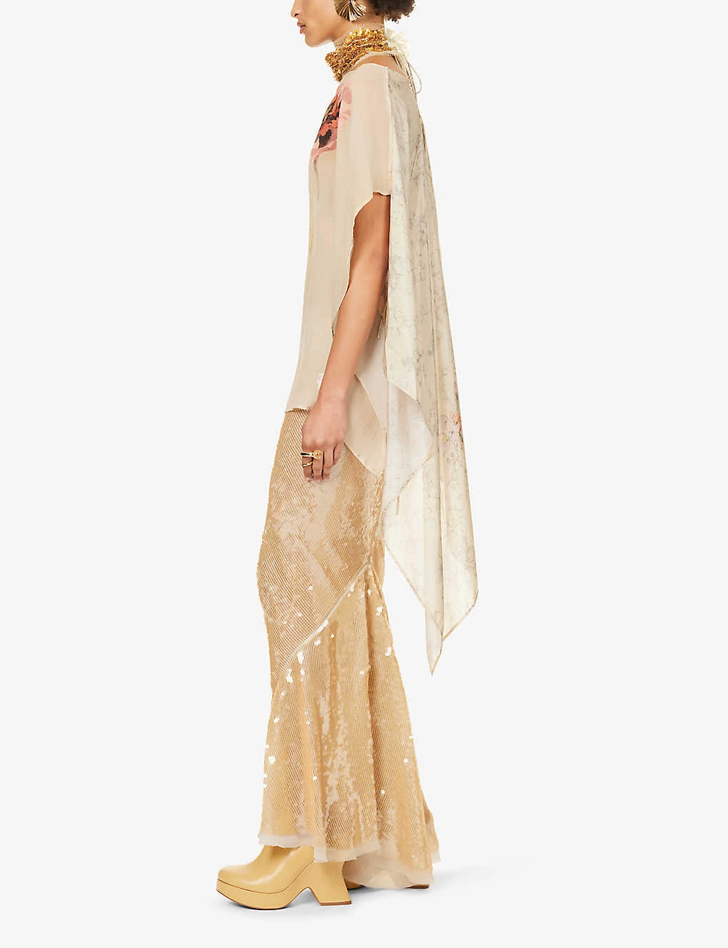 Dries Van Noten Bead-embellished Floral-pattern Silk Top 2 Dries Van Noten Bead-embellished Floral-pattern Silk Top - Image 2