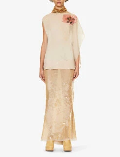 Dries Van Noten Bead-embellished Floral-pattern Silk Top 8 Dries Van Noten Bead-embellished Floral-pattern Silk Top -Ted Bakee Fashion Shop R04180723 ECRU ALT02