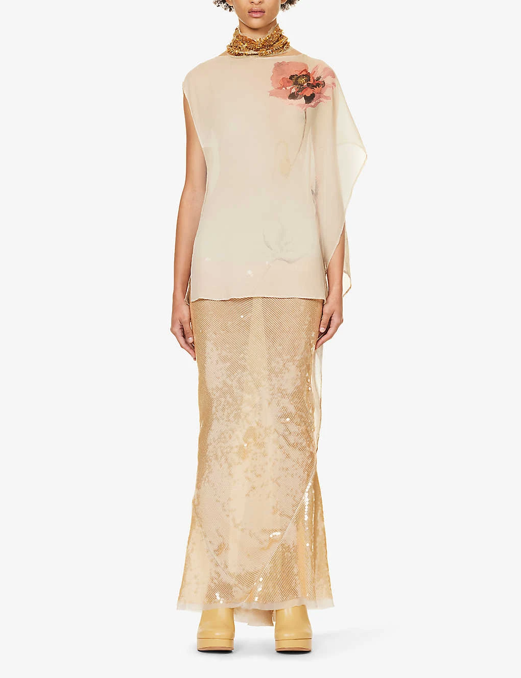 Dries Van Noten Bead-embellished Floral-pattern Silk Top 3 Dries Van Noten Bead-embellished Floral-pattern Silk Top - Image 3