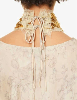 Dries Van Noten Bead-embellished Floral-pattern Silk Top 10 Dries Van Noten Bead-embellished Floral-pattern Silk Top -Ted Bakee Fashion Shop R04180723 ECRU ALT04