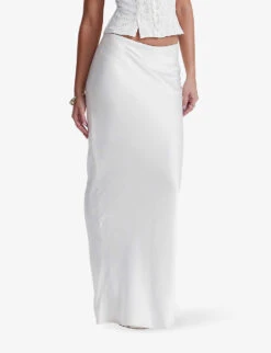 Sydel Bias-cut Stretch-satin Maxi Skirt -Ted Bakee Fashion Shop R04181985 WHITE ALT02