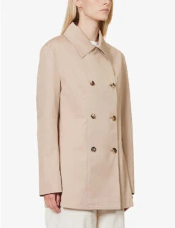 Toteme Collared Double-breasted Organic-cotton Jacket -Ted Bakee Fashion Shop R04183194 OVERCASTBEIGE ALT02