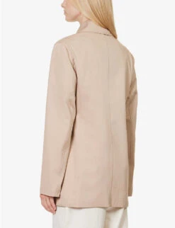 Toteme Collared Double-breasted Organic-cotton Jacket -Ted Bakee Fashion Shop R04183194 OVERCASTBEIGE ALT03