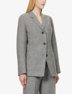 Toteme Single-breasted Jersey Wool And Recycled Polyamide-blend Blazer -Ted Bakee Fashion Shop R04183195 GREYMELANGE ALT02