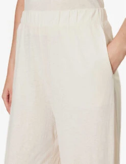 Jeanine Relaxed-fit Cotton And Linen-blend Trousers -Ted Bakee Fashion Shop R04183726 OATMILK ALT04