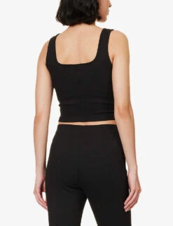 Inari Cropped Stretch-cotton Top 6 Inari Cropped Stretch-cotton Top -Ted Bakee Fashion Shop R04183731 BLACK ALT02