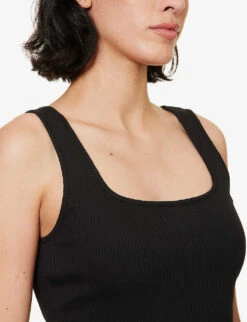Inari Cropped Stretch-cotton Top 7 Inari Cropped Stretch-cotton Top -Ted Bakee Fashion Shop R04183731 BLACK ALT03