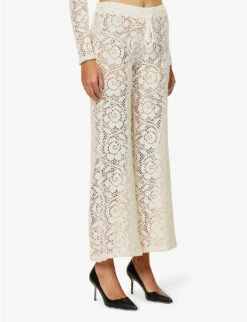 Levanzo Wide-leg Mid-rise Recycled Cotton-blend Knitted Trousers -Ted Bakee Fashion Shop R04183787 IVORY ALT02