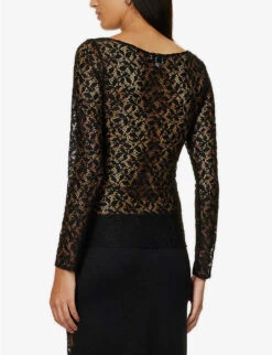 Corsica Scoop-neck Lace Top -Ted Bakee Fashion Shop R04183790 BLACK ALT03