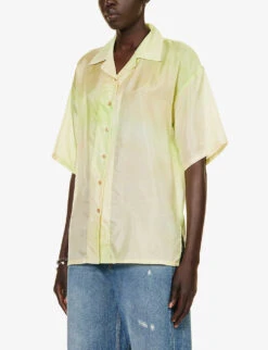 Acne Studios Habotai Gradient-pattern Silk Shirt -Ted Bakee Fashion Shop R04184347 LIMEGREEN ALT02