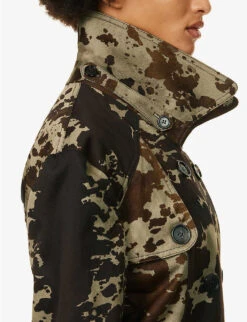 Acne Studios Otka Double-breasted Cow-print Cotton-twill Jacket -Ted Bakee Fashion Shop R04184375 DARKBROWN ALT04