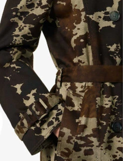 Acne Studios Otka Double-breasted Cow-print Cotton-twill Jacket -Ted Bakee Fashion Shop R04184375 DARKBROWN ALT05