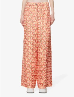 Versace Wide-leg Mid-rise Silk Trousers -Ted Bakee Fashion Shop R04185118 FUXIAIVORY ALT02