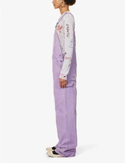 Acne Studios Palmon Logo-patch Cotton-canvas Dungarees -Ted Bakee Fashion Shop R04185139 SMOKYPURPLE ALT02