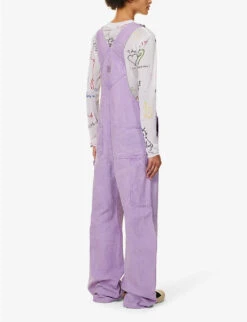 Acne Studios Palmon Logo-patch Cotton-canvas Dungarees -Ted Bakee Fashion Shop R04185139 SMOKYPURPLE ALT03