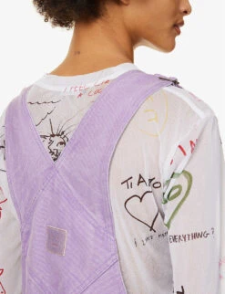 Acne Studios Palmon Logo-patch Cotton-canvas Dungarees -Ted Bakee Fashion Shop R04185139 SMOKYPURPLE ALT05