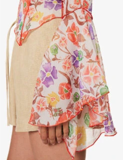 Floral-pattern Flared-sleeve Woven Top -Ted Bakee Fashion Shop R04185241 MULTI ALT05