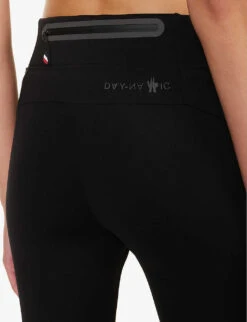 Brand-embossed Slim-fit High-rise Stretch-woven Leggings -Ted Bakee Fashion Shop R04185594 BLACK ALT05