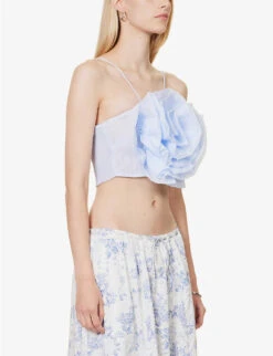 SISTER JANE Sea Peony Mesh Woven Top -Ted Bakee Fashion Shop R04185646 PASTELBLUE ALT02