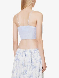 SISTER JANE Sea Peony Mesh Woven Top -Ted Bakee Fashion Shop R04185646 PASTELBLUE ALT03