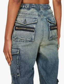 Straight-leg High-rise Stretch-denim Trousers 11 Straight-leg High-rise Stretch-denim Trousers -Ted Bakee Fashion Shop R04185911 FOREST ALT05