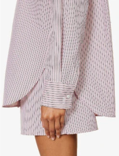 Oxford Regular-fit Striped Woven Shirt 9 Oxford Regular-fit Striped Woven Shirt -Ted Bakee Fashion Shop R04186457 PINKBLACKSTRIPE ALT04