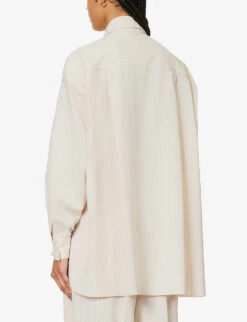 Georgia Oversized Striped Shirt 8 Georgia Oversized Striped Shirt -Ted Bakee Fashion Shop R04186465 BEIGEPINSTRIPE ALT03