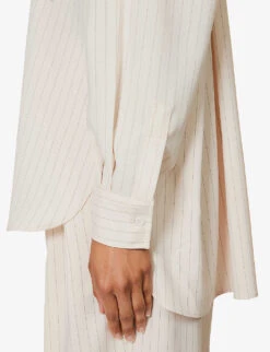 Georgia Oversized Striped Shirt 9 Georgia Oversized Striped Shirt -Ted Bakee Fashion Shop R04186465 BEIGEPINSTRIPE ALT04