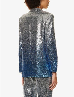 Dua Ombré Sequin-embellished Regular-fit Woven Blazer -Ted Bakee Fashion Shop R04186749 SILVER ALT03