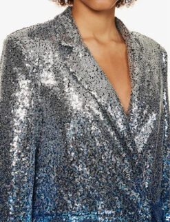 Dua Ombré Sequin-embellished Regular-fit Woven Blazer -Ted Bakee Fashion Shop R04186749 SILVER ALT04
