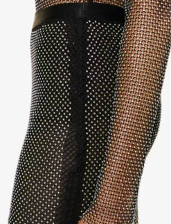 Rhinestone-embellished Chainmail Mini Skirt -Ted Bakee Fashion Shop R04186752 BLACK ALT04