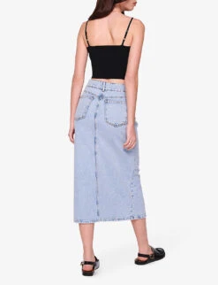 Greta High-rise Organic-cotton Midi Skirt -Ted Bakee Fashion Shop R04186785 EXTRALIGHTWASH ALT03
