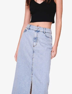 Greta High-rise Organic-cotton Midi Skirt -Ted Bakee Fashion Shop R04186785 EXTRALIGHTWASH ALT04