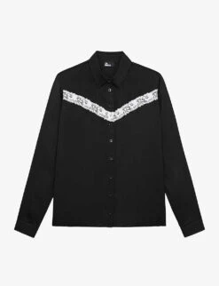 THE KOOPLES V-shaped Lace-trim Woven Shirt