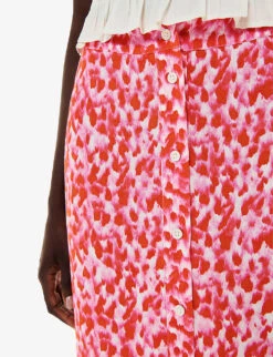 Whistles Blurred-stroke Print A-line Recycled Viscose-blend Midi Skirt 9 Whistles Blurred-stroke Print A-line Recycled Viscose-blend Midi Skirt -Ted Bakee Fashion Shop R04188051 MULTICOLOURED ALT04