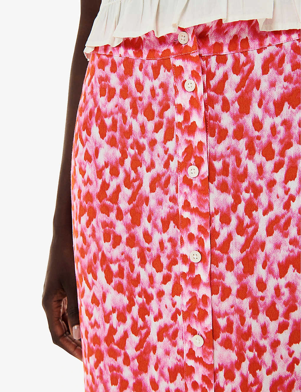 Whistles Blurred-stroke Print A-line Recycled Viscose-blend Midi Skirt 5 Whistles Blurred-stroke Print A-line Recycled Viscose-blend Midi Skirt - Image 5