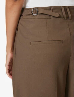 Relaxed-fit Straight-leg Stretch-woven Trousers -Ted Bakee Fashion Shop R04188197 TARMAC ALT04