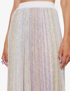 Missoni Sequin-embellished Knitted Midi Skirt -Ted Bakee Fashion Shop R04188306 BEIGELILACPOWDERBLUE ALT04