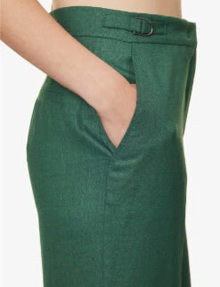 Vesta Flared Wool Suit Trousers 9 Vesta Flared Wool Suit Trousers -Ted Bakee Fashion Shop R04189121 DARKGREEN ALT04