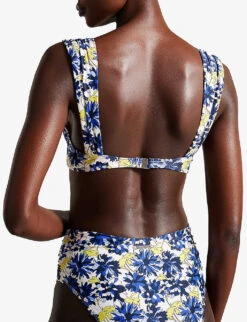 Ted Baker Pippea Graphic-print Balconette Stretch-woven Bikini Top -Ted Bakee Fashion Shop R04189296 BLUE ALT03