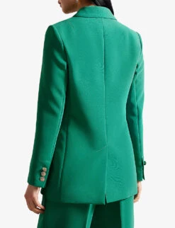 Ted Baker Llayla Double-breasted Peak-lapel Woven Blazer -Ted Bakee Fashion Shop R04189308 GREEN ALT03