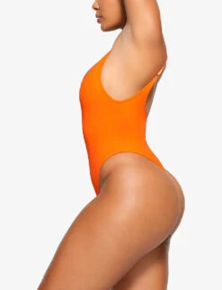 Scoop-neck Low-back Recycled Stretch-nylon Swimsuit -Ted Bakee Fashion Shop R04189633 ORANGE ALT02